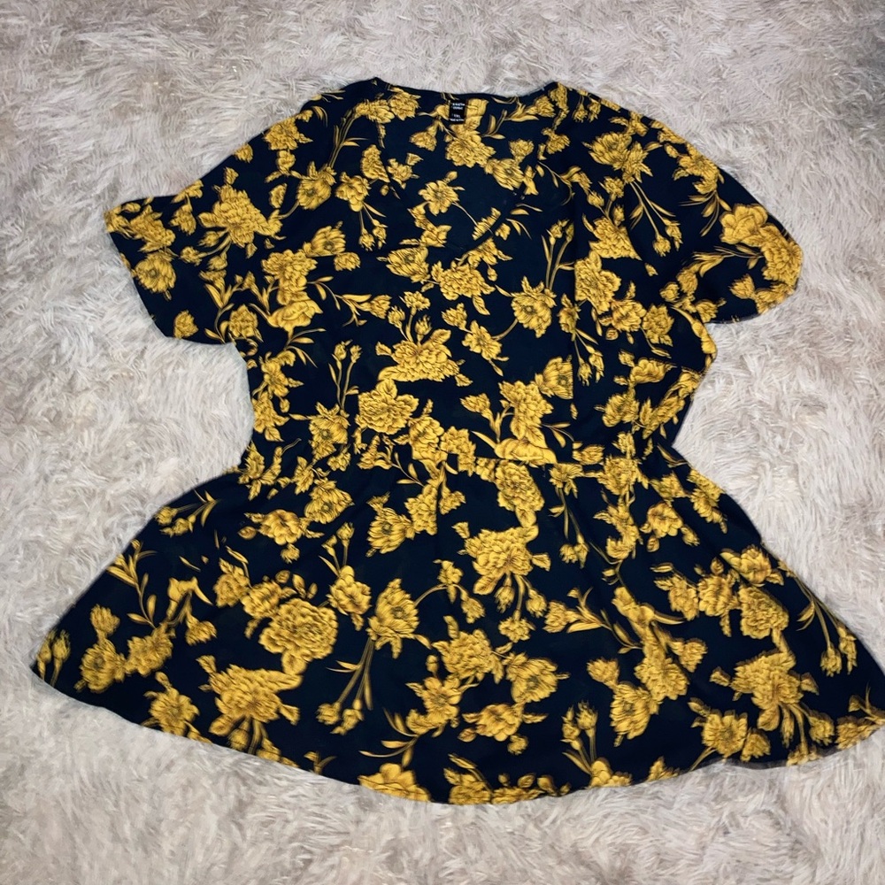 Floral Black and Yellow Dress